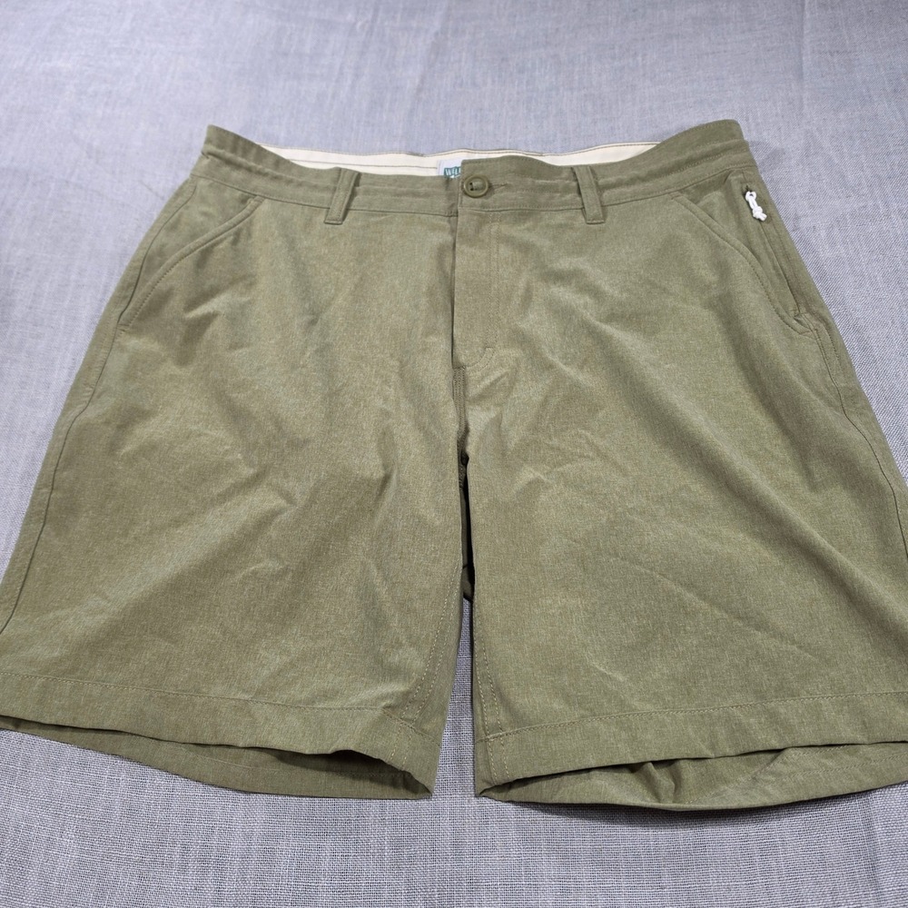 Wellen Hybrid Shorts Mens 34 Green Excellent Adjustable Waist Belt Loops